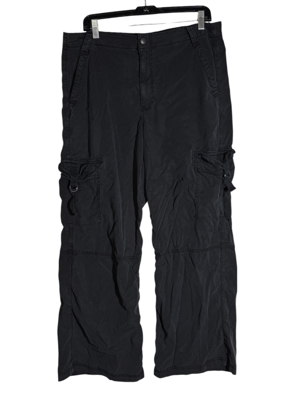 American Eagle Super High Rise Baggy Wide Leg Cargo Pants Black Size 14